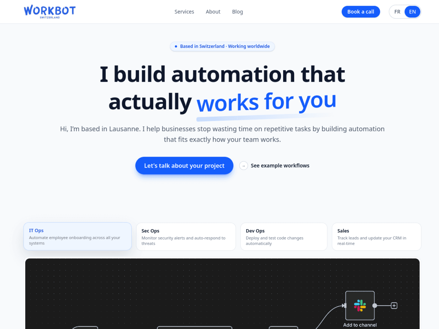 Aperçu du site Workbot